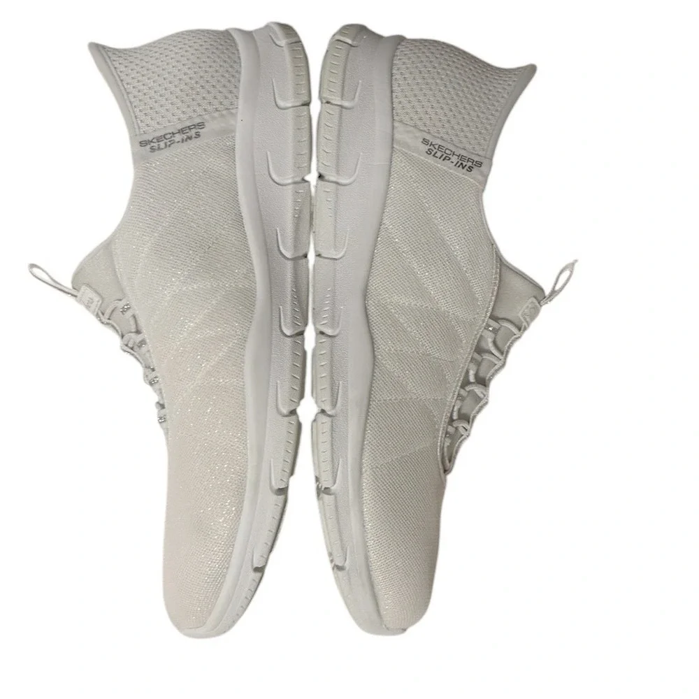 Skechers Hands Free Slip-ins Ultra Flex 3.0 Smooth Step White Sparkle 100743 WHT